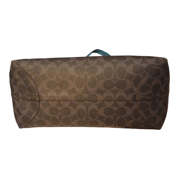 Coach  Signature Reversible PVC City Tote Handbag Blue Grey Large With Pouch - Picture 4 of 4